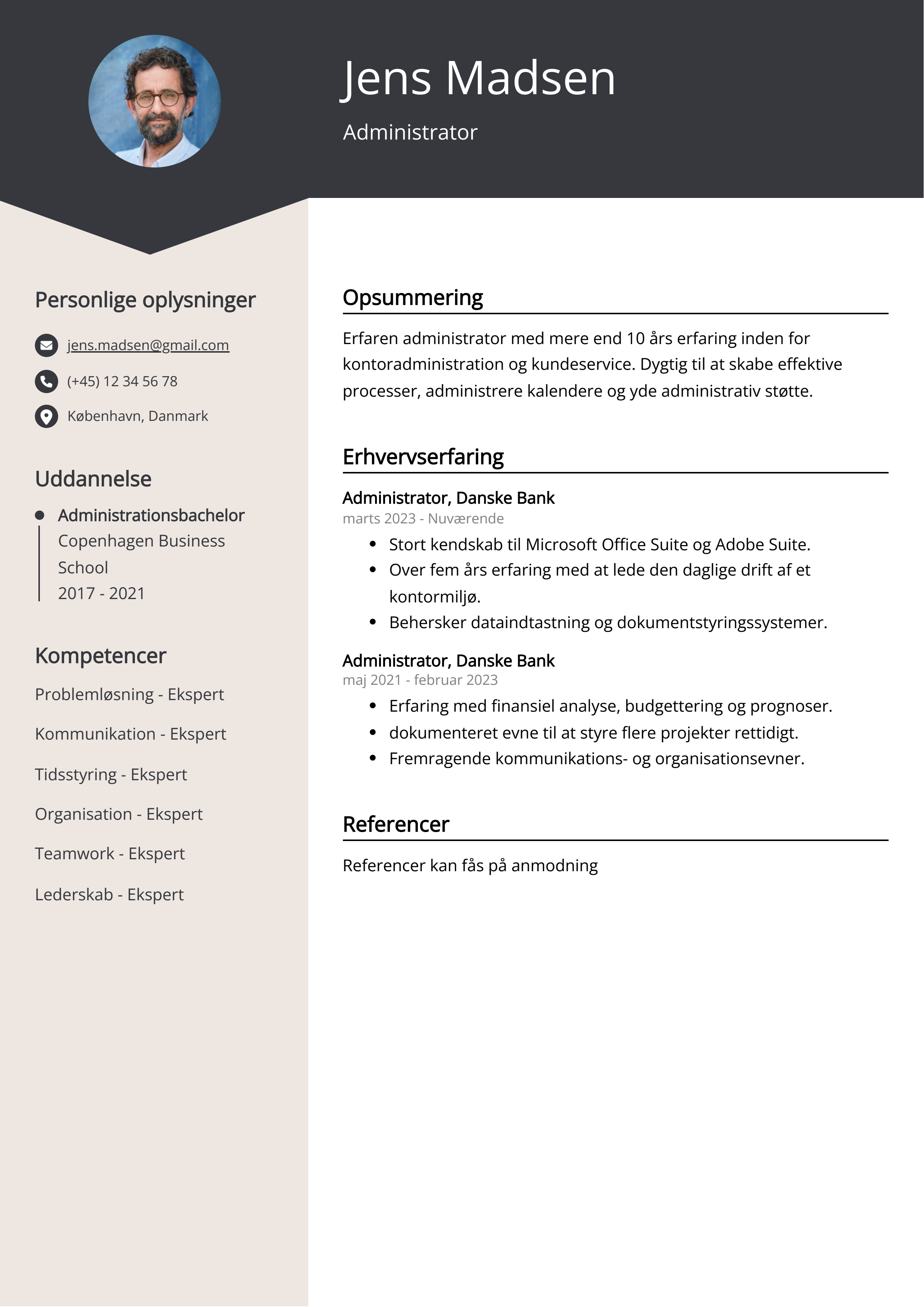 Administrator CV-eksempel