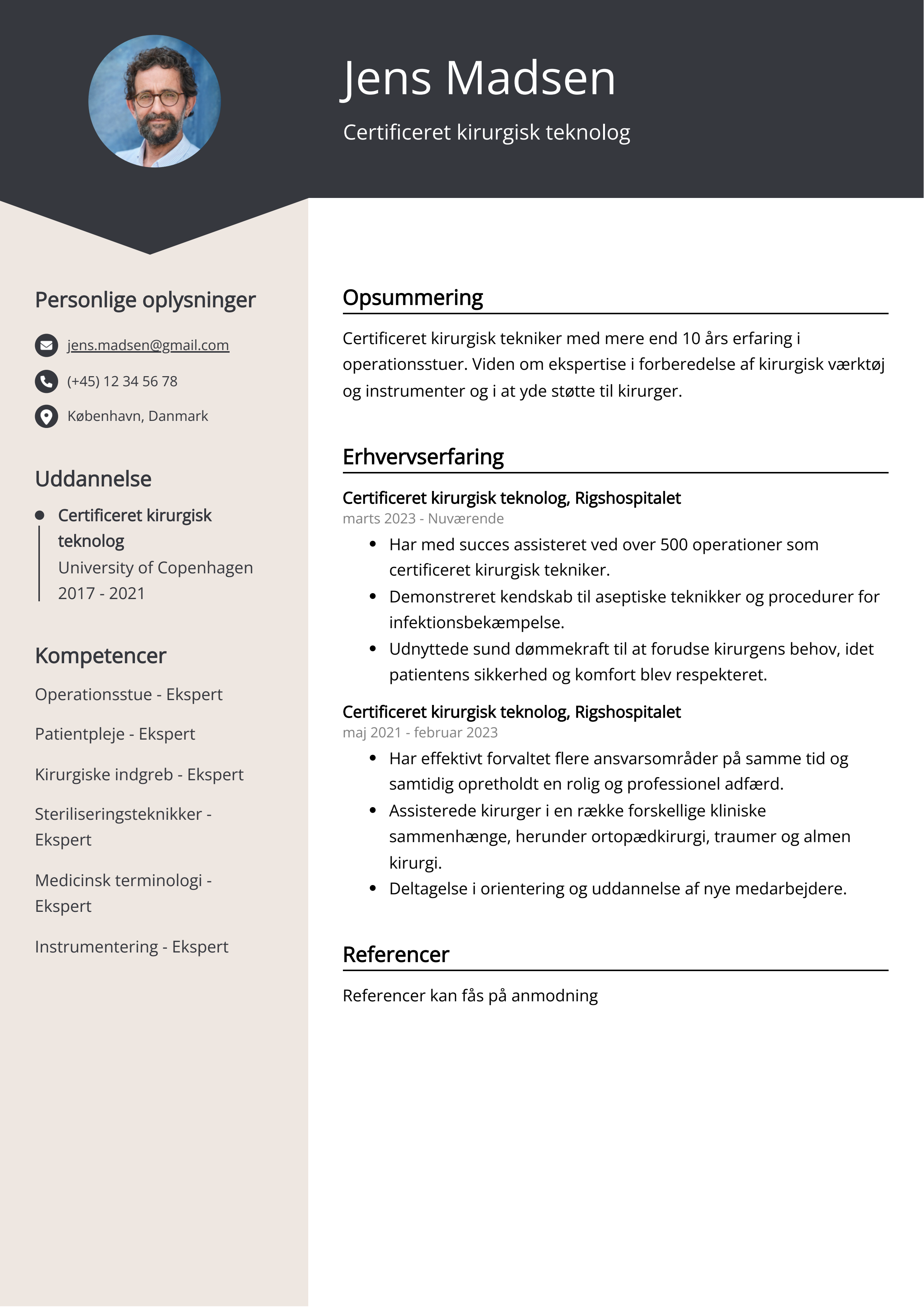 Certificeret kirurgisk teknolog CV Eksempel