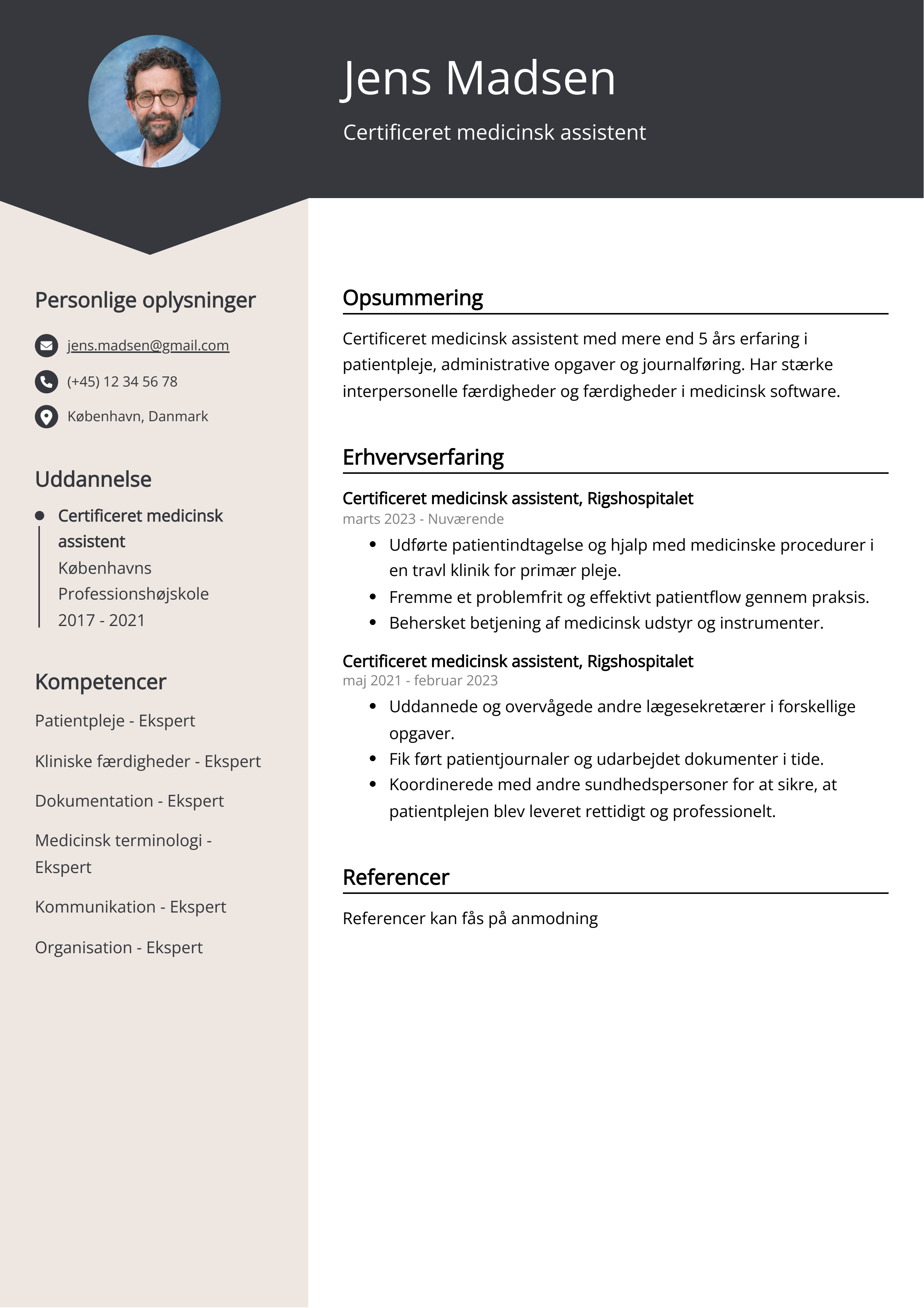 Certificeret medicinsk assistent CV-eksempel