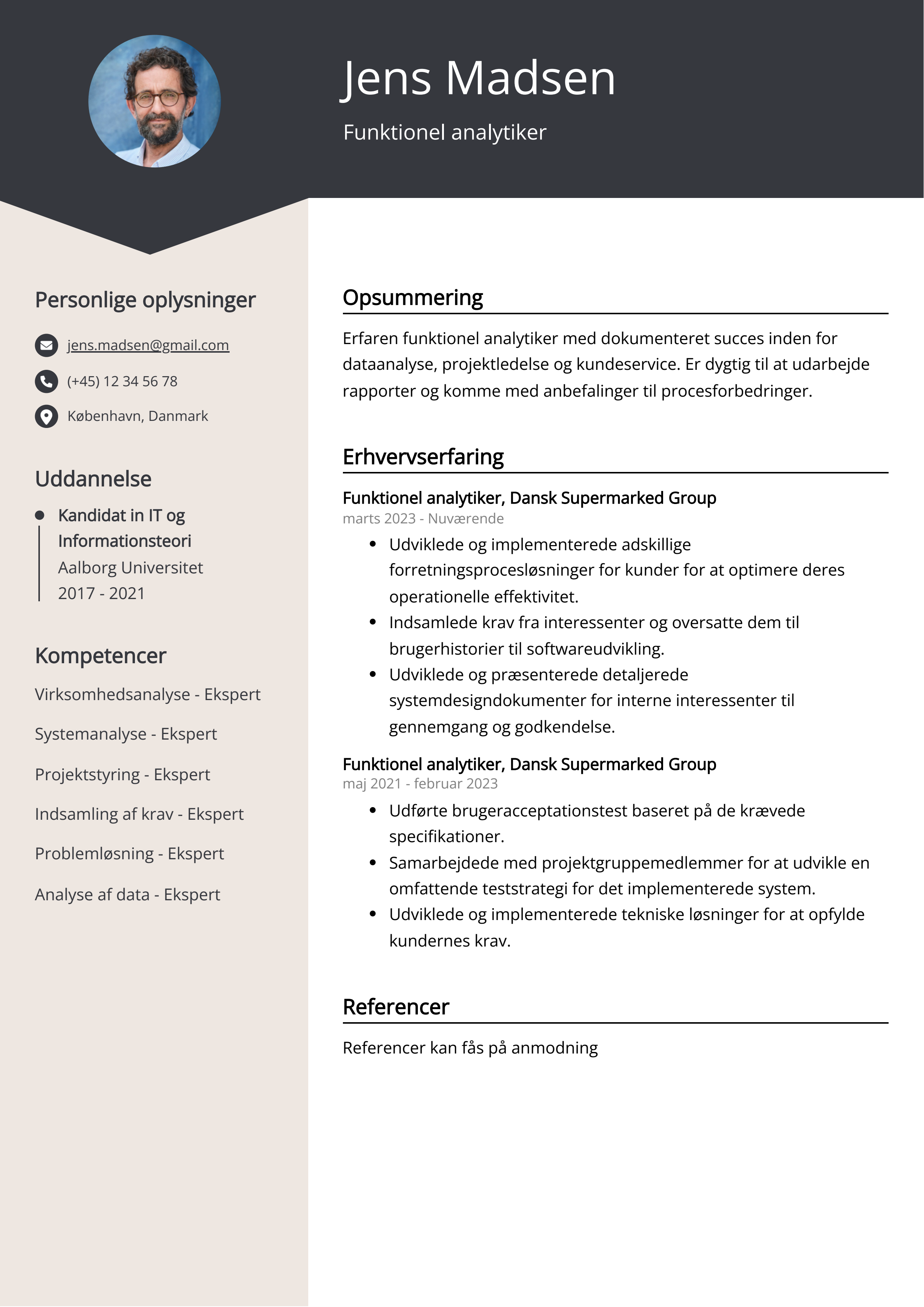 Funktionel analytiker CV-eksempel