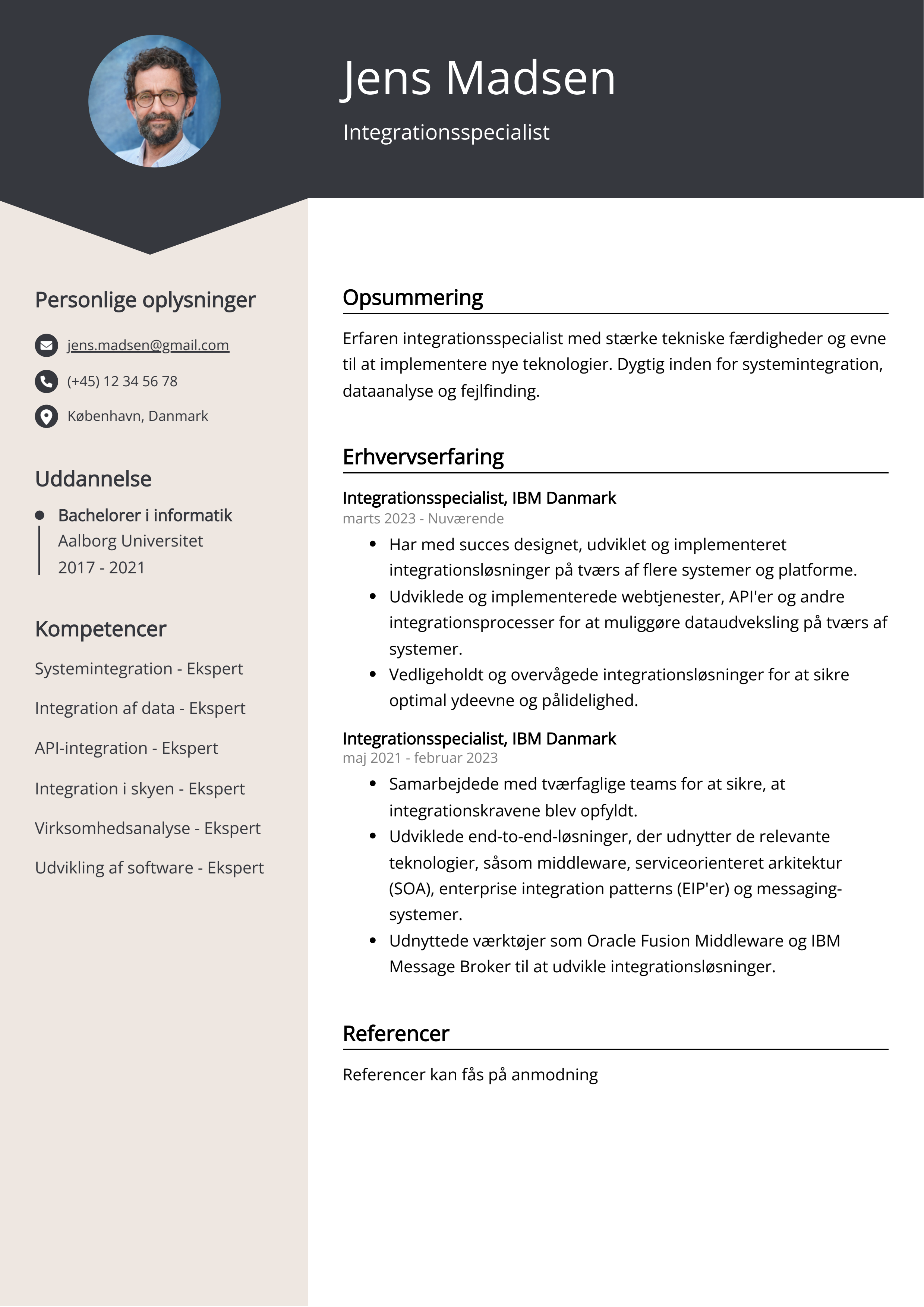 Eksempel på CV for integrationsspecialist