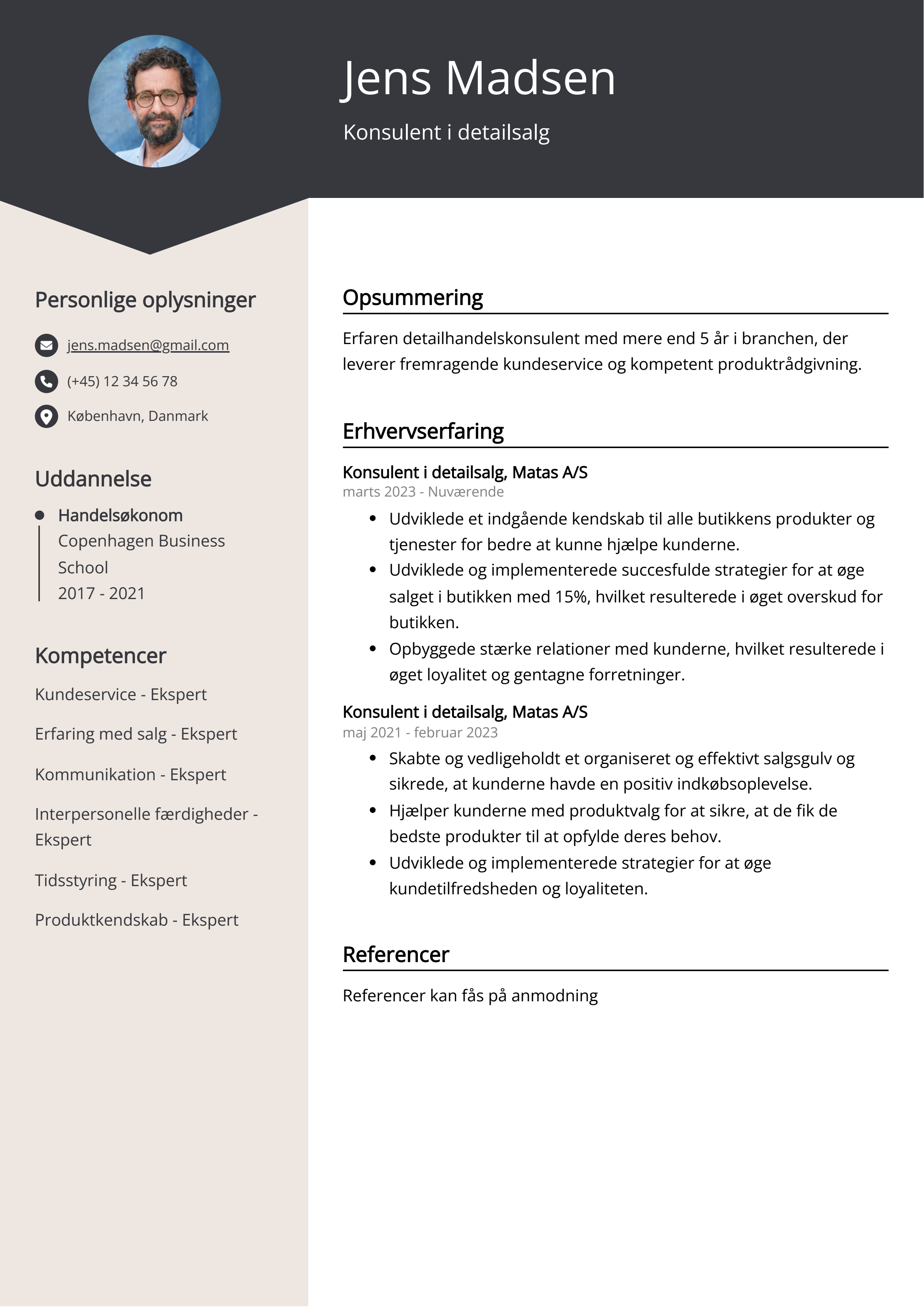 Konsulent i detailsalg CV-eksempel