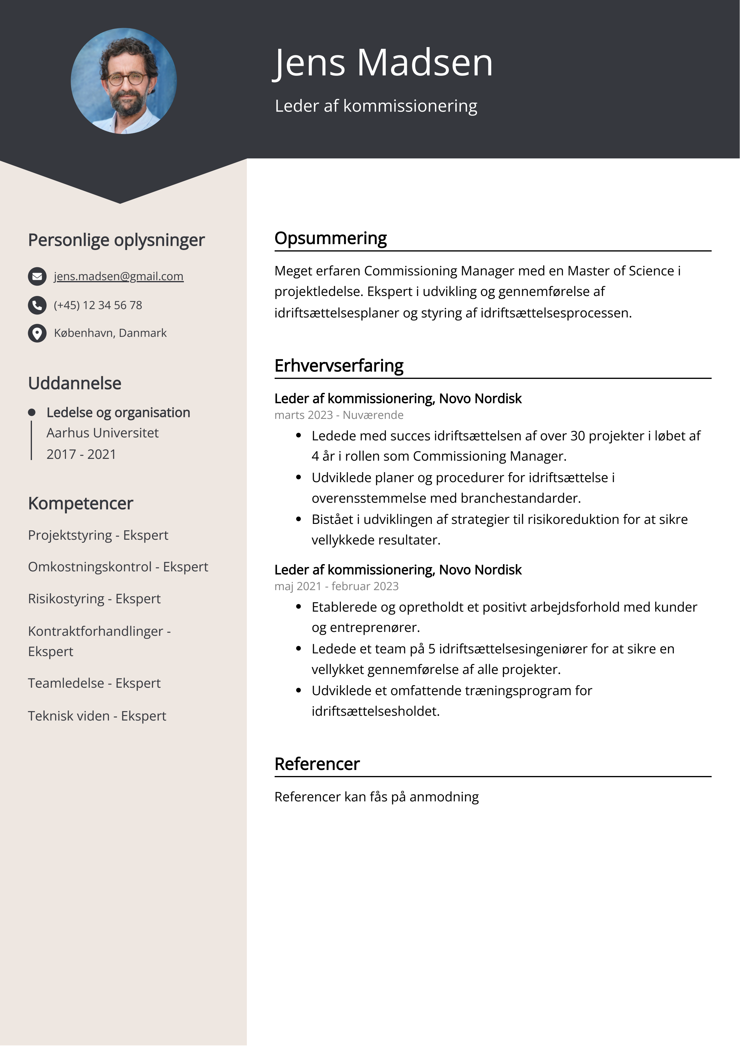 Leder af kommissionering CV Eksempel