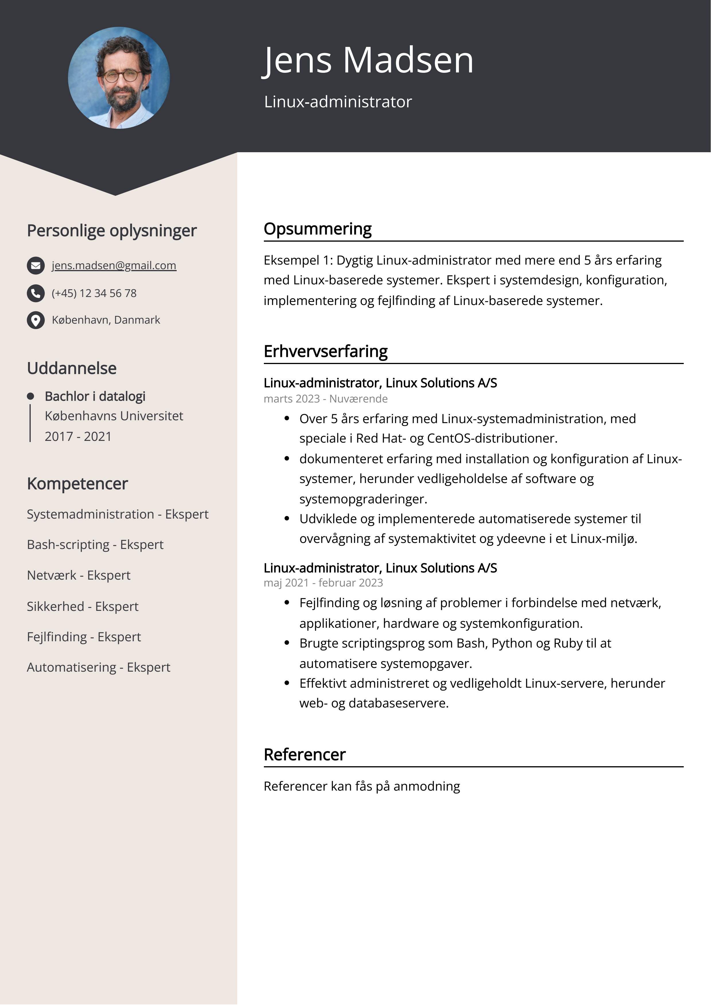 Eksempel på CV for Linux-administrator