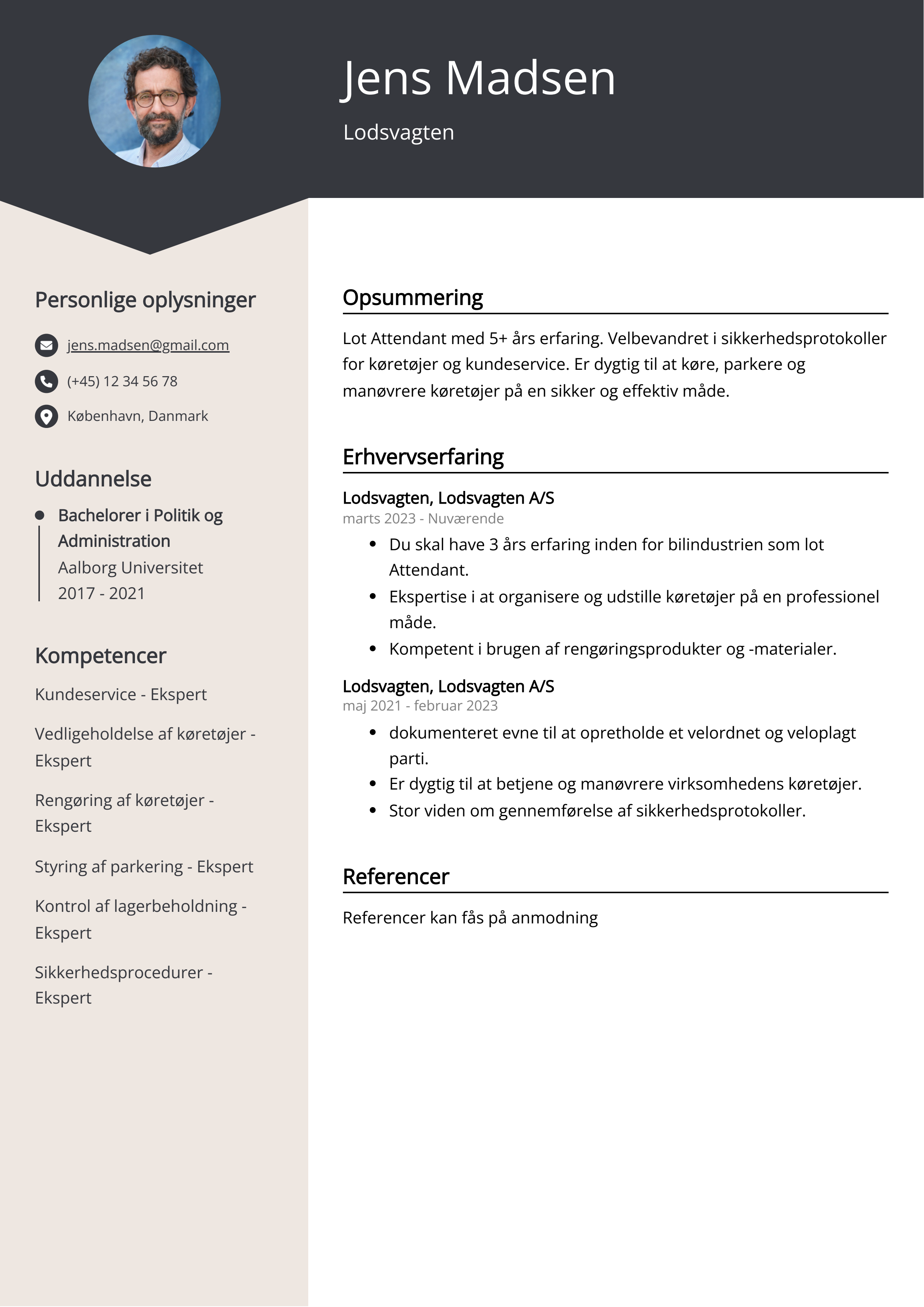 Lodsvagten CV Eksempel