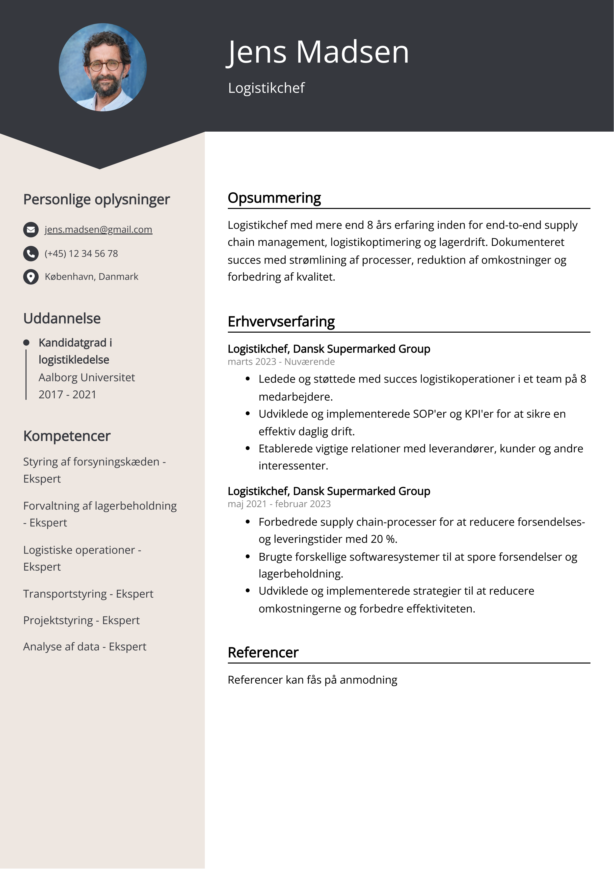 Logistikchef CV-eksempel