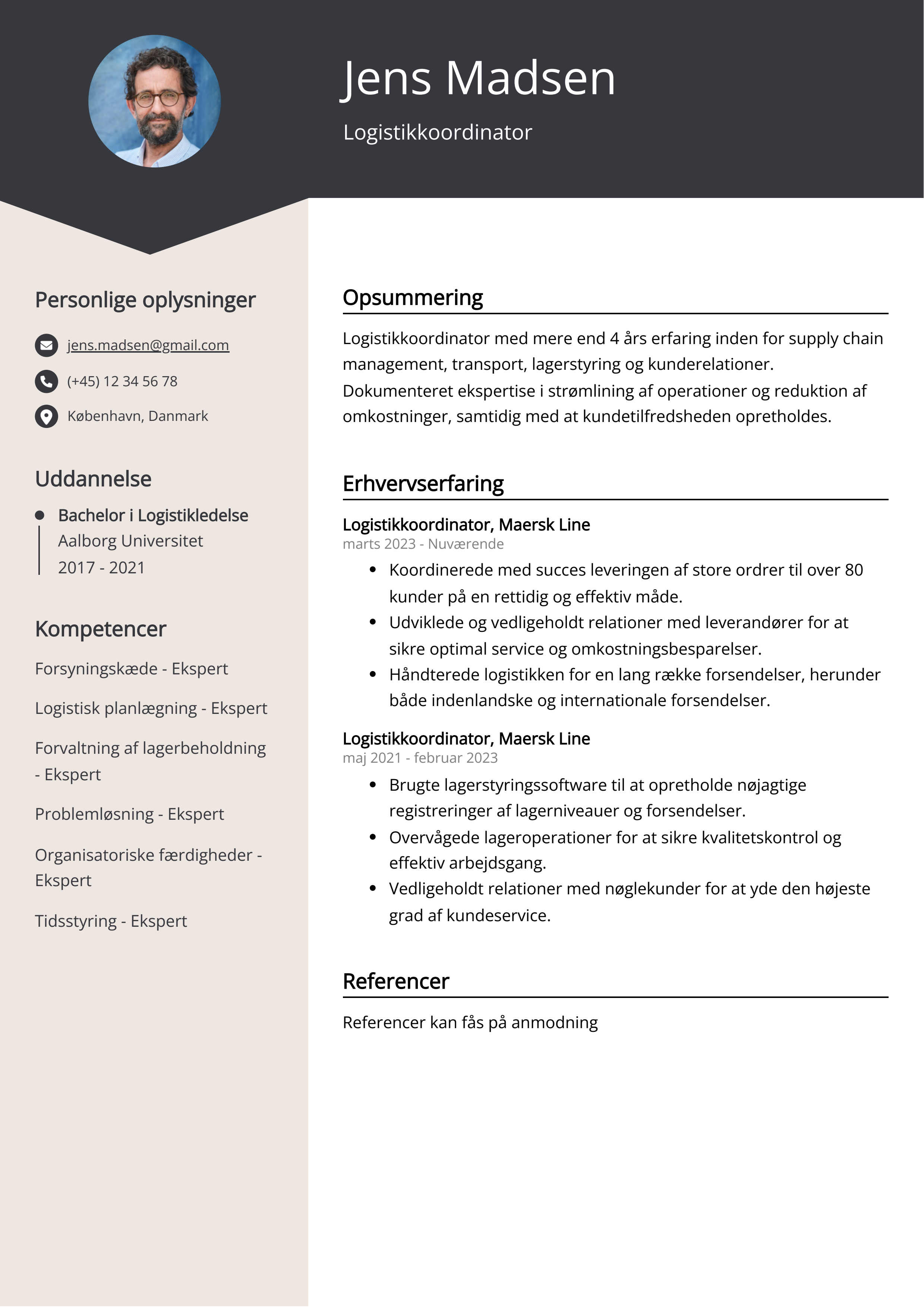 Eksempel på CV for logistikkoordinator