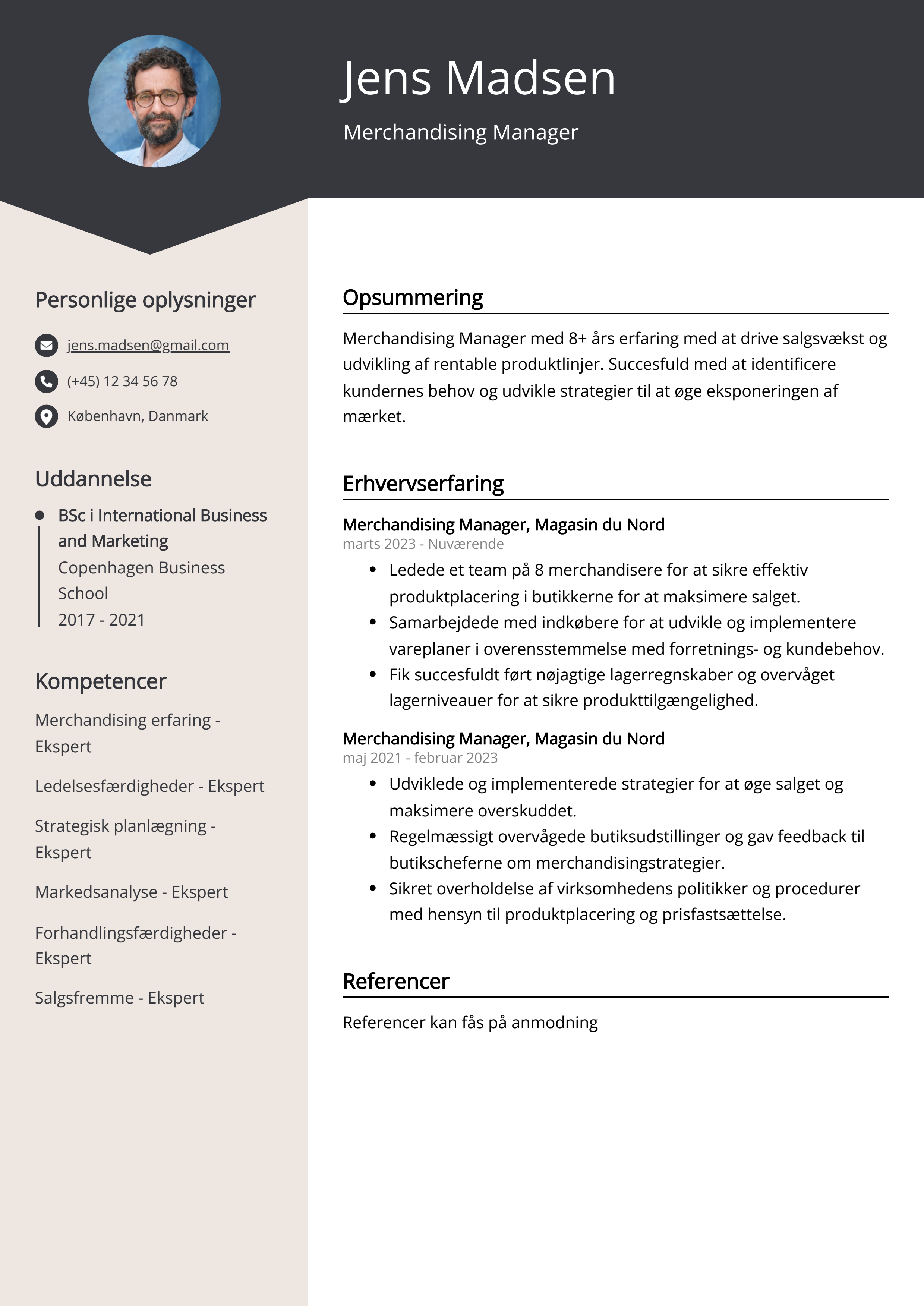 Merchandising Manager CV-eksempel