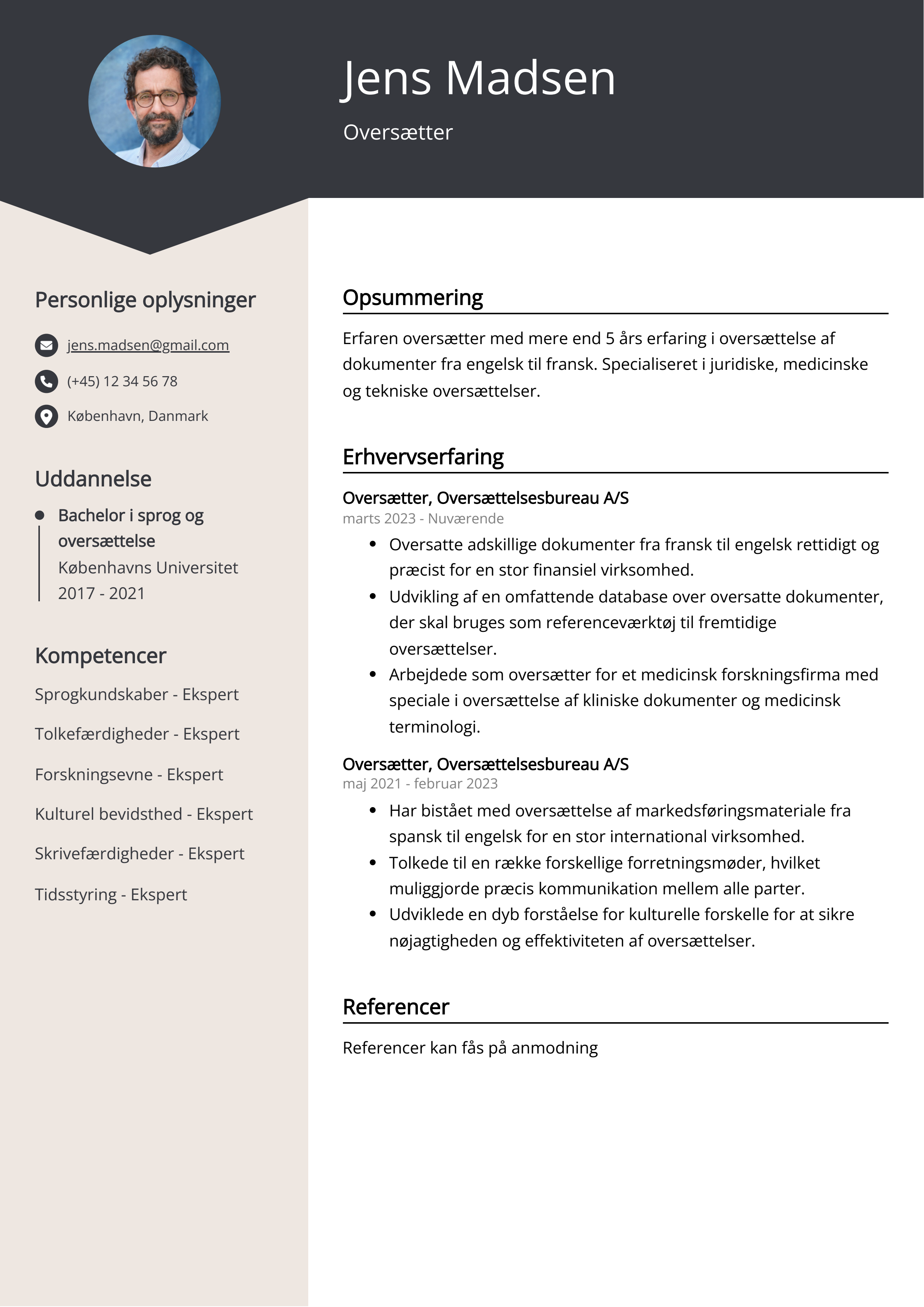 Oversætter CV Eksempel