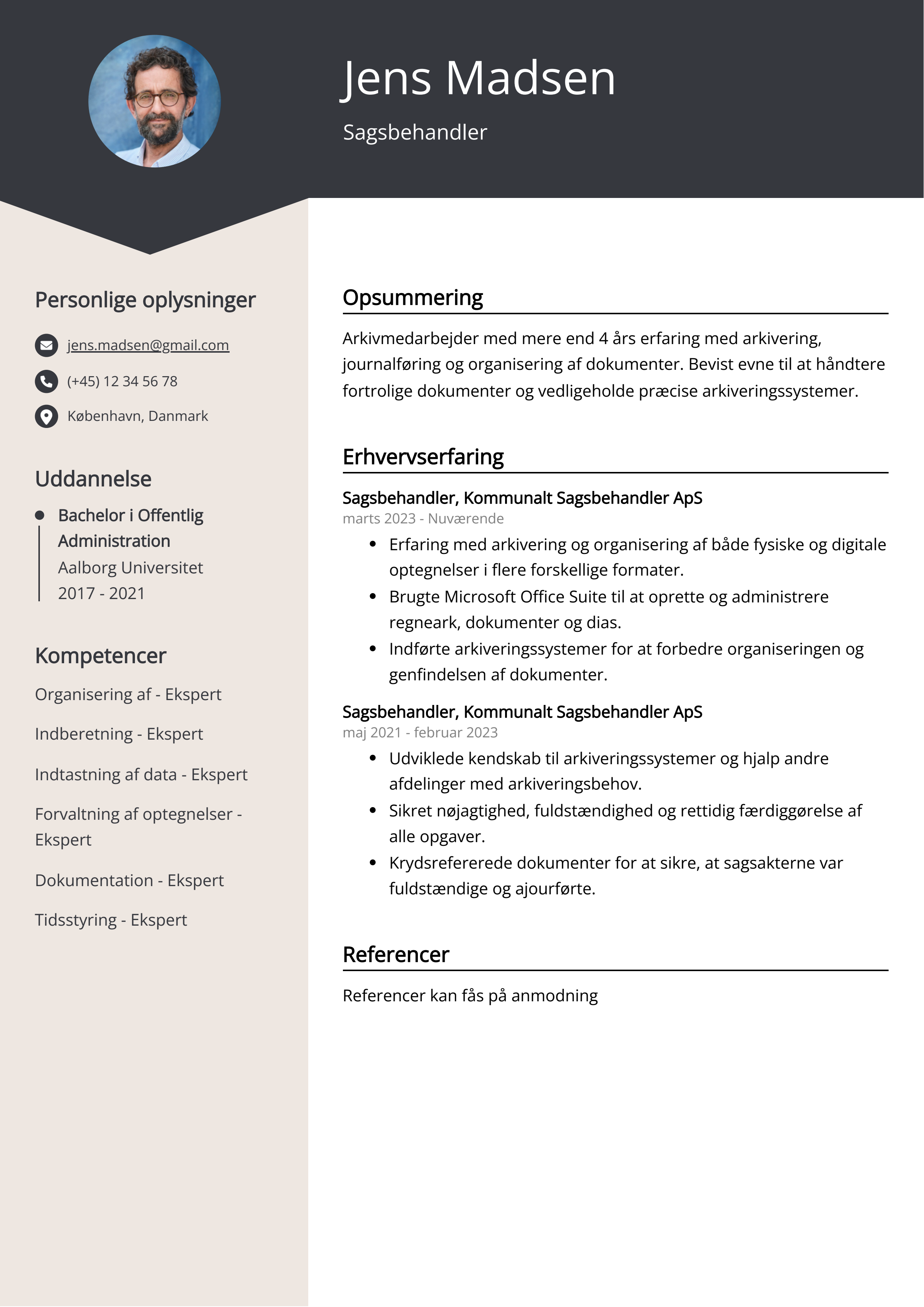 Sagsbehandler CV eksempel