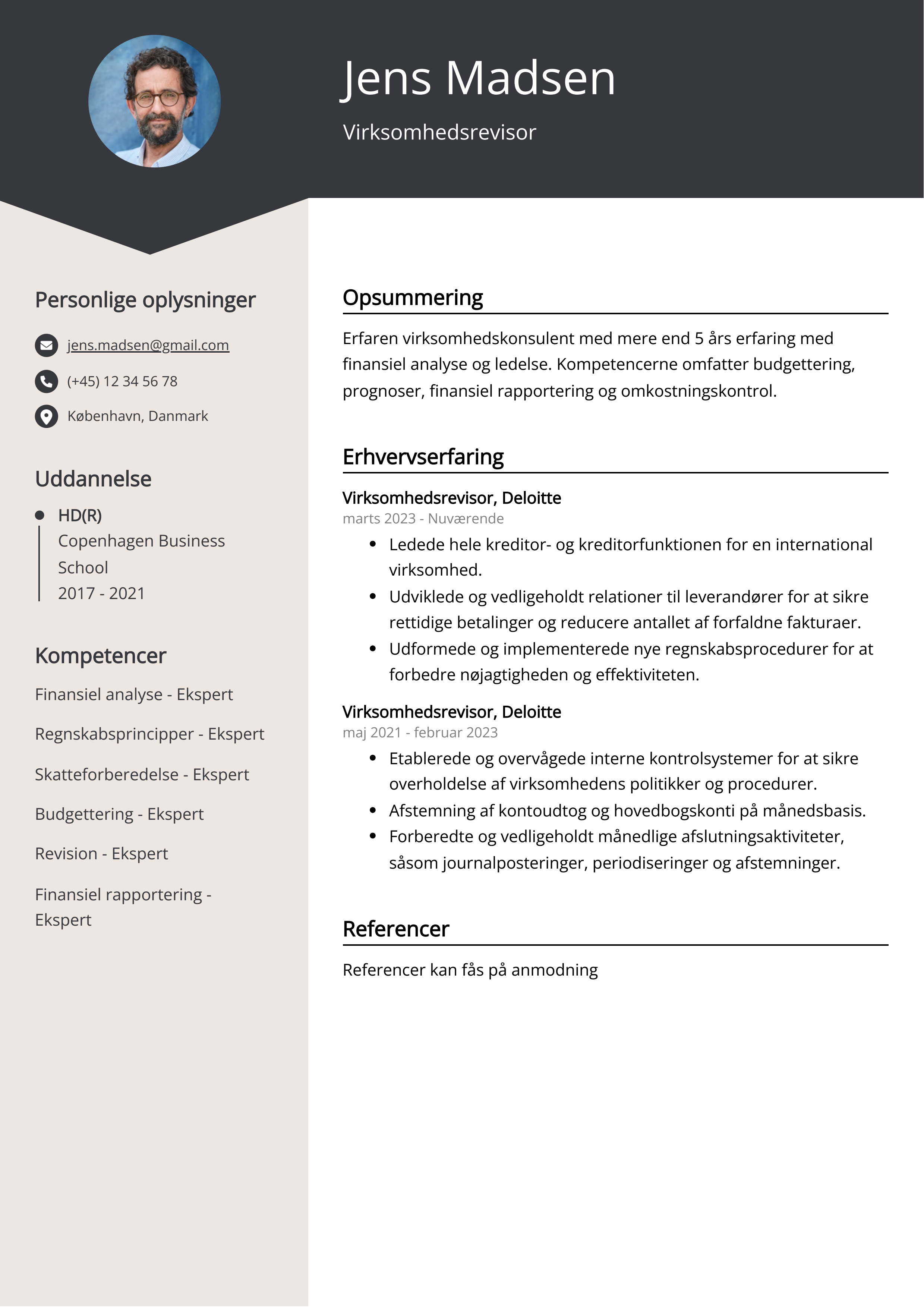 Virksomhedsrevisor CV-eksempel