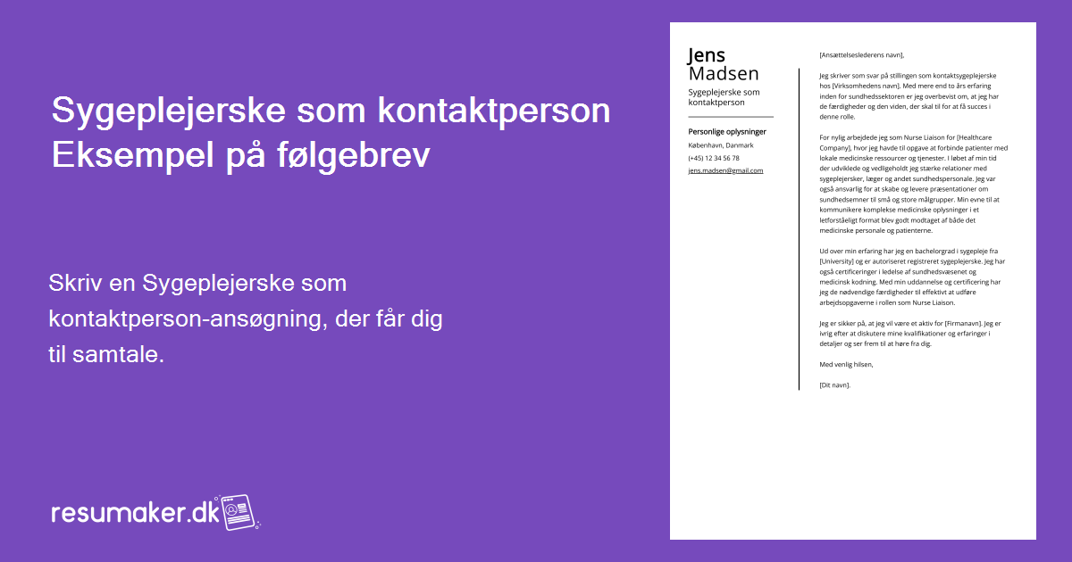 Sygeplejerske Som Kontaktperson Følgebrev: Jobbeskrivelse, Eksempel Og ...